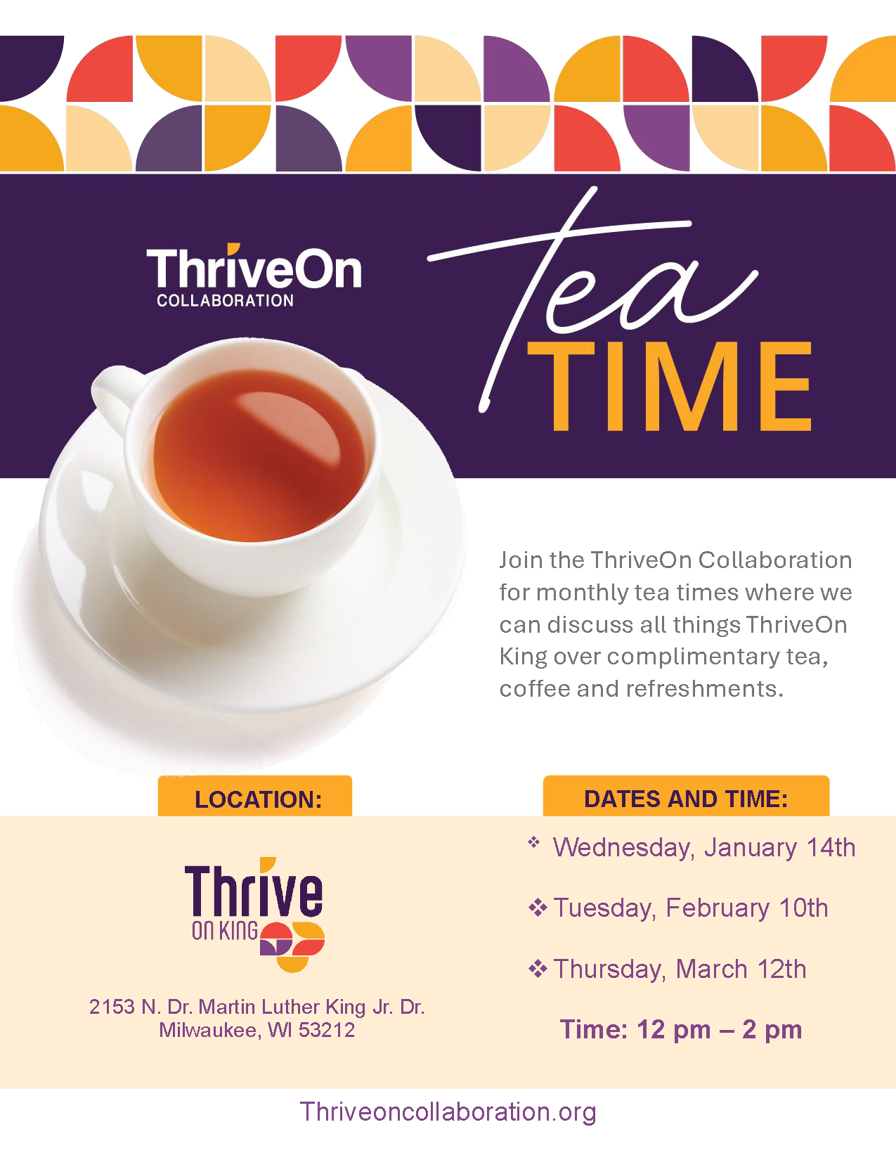 ThriveOn King Tea Time Flyer