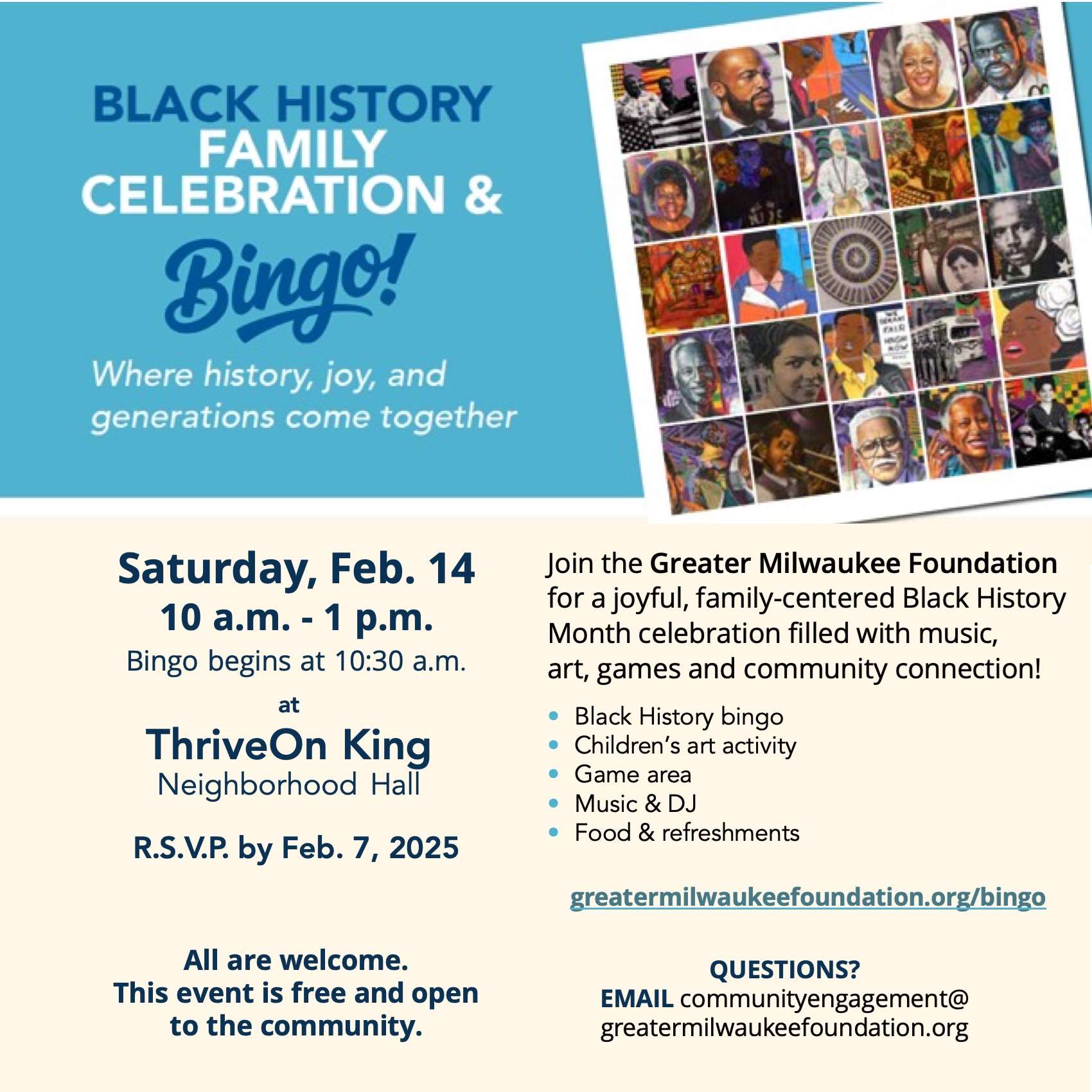 Greater Milwaukee Foundation Black History Family Celebration and Bingo