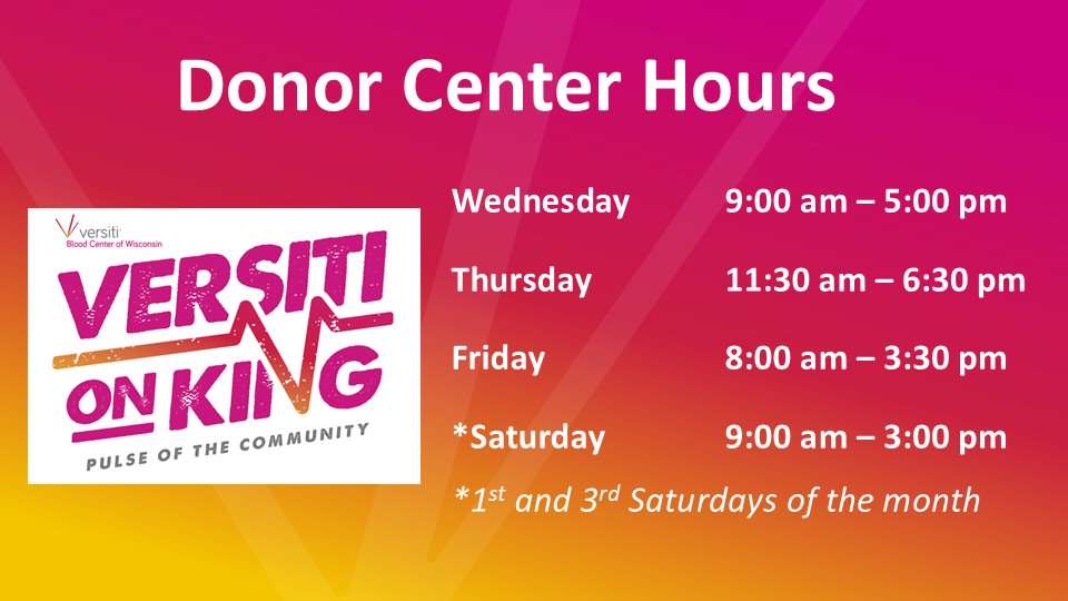 Versiti Donor Center Hours
